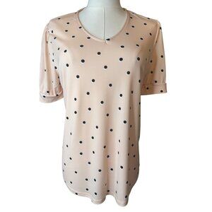 2/$30 Adrianna Papell Small Black Polka Dot Blush Color Dainty Top